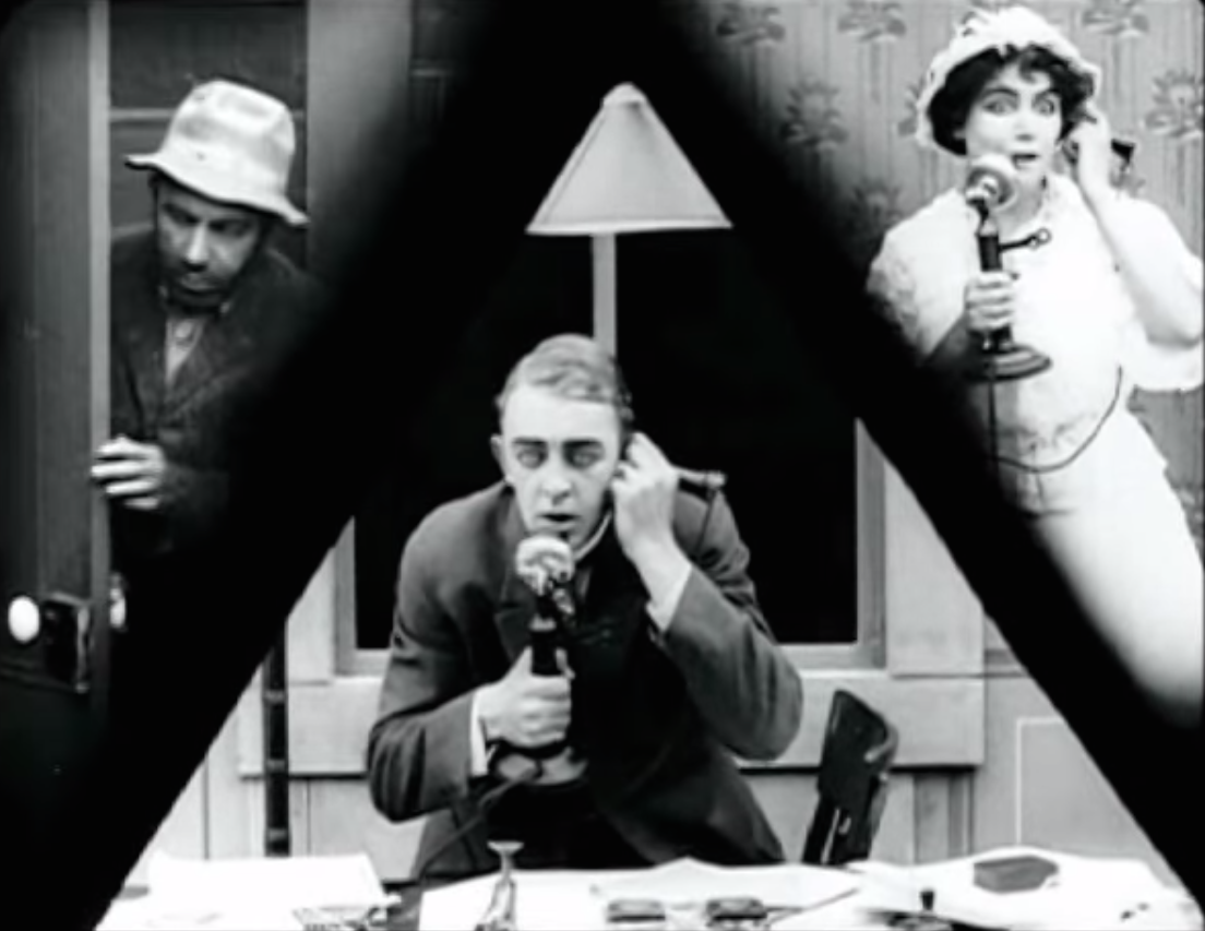 Triple image on phones in Lois Weber's Suspense