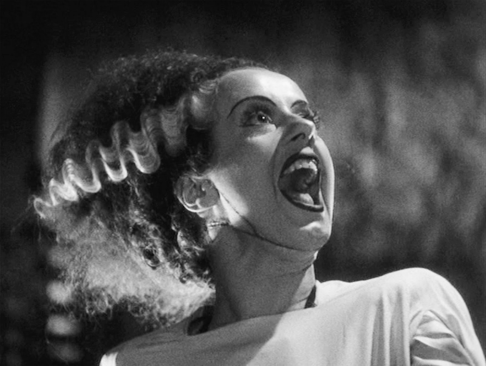 Iconic Elsa Lancaster scream in Bride of Frankenstein