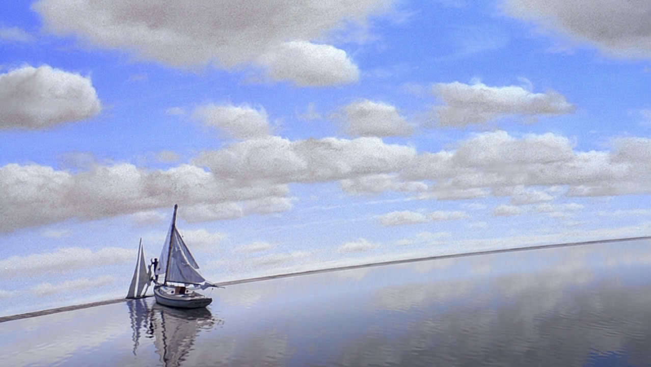 Boat and horizon in The Truman Show