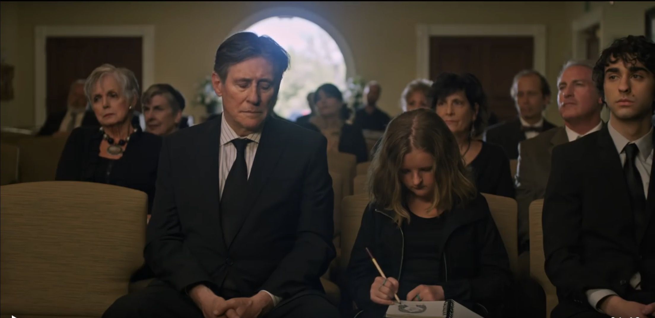 Gabriel Byrne, Milly Shapiro, and Alex Wolff in Hereditary
